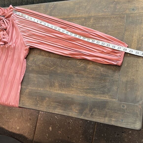 Zara Long Sleeve Dusty Pink Pleated Dress Sz-Medium - Picture 13 of 13
